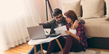 Couple paying bills